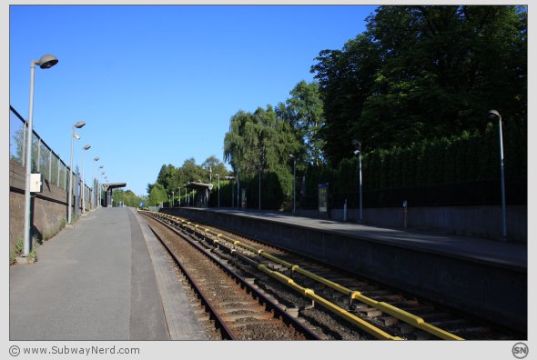 Borgen T-banestasjon sett fra endedelen av Spor 2. I billedretning mot Majorstuen. Foto: SN.