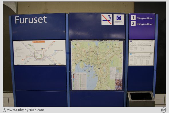 T-banenboardet på Furuset T-banestasjon. Spor 1. Foto: SN.